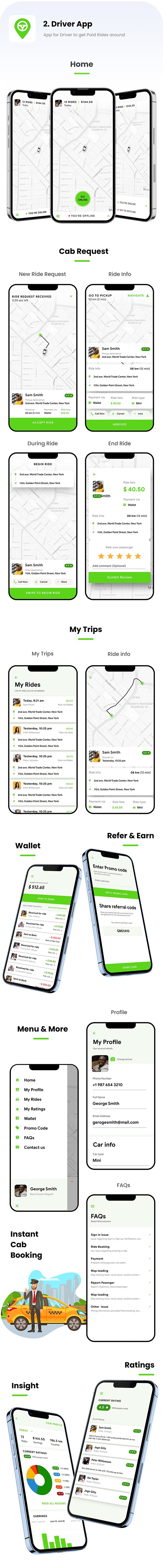 4 App Template| Taxi App | Cab Booking App | Rider App + Driver App | Cabira - 5