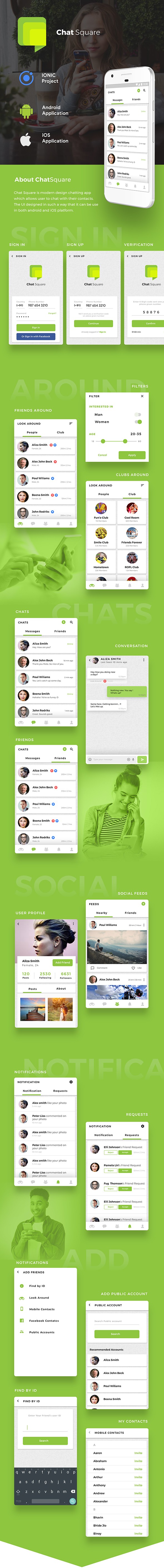 Chat Social media Android App+ Social media iOS App Template| IONIC 3| Chat App Template| ChatSquare - 2