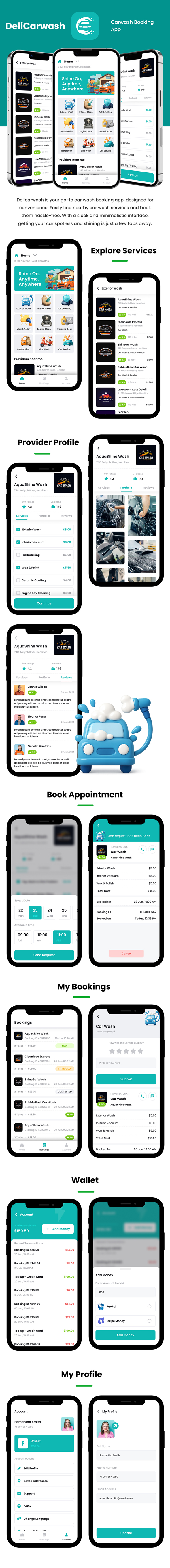 4 App Template | Car Wash Booking & Service Management App Template | Flutter | DeliCarwash - 6