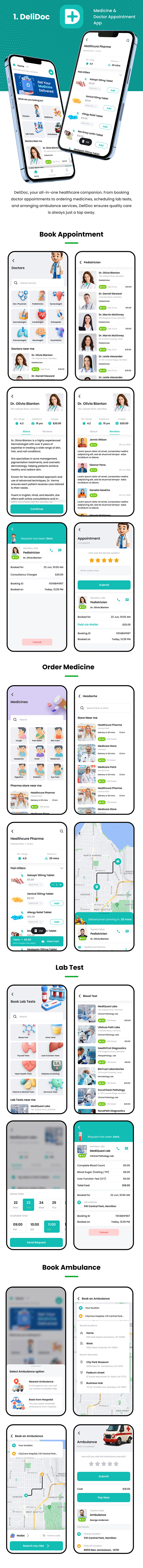 10 App Template | Doctor Appointment & Medicine Ordering App | Ambulance App | Lab Test | DeliDoc - 5