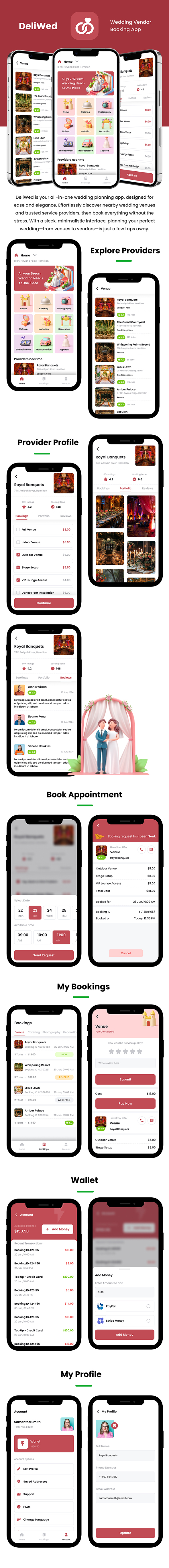4 App Template | Wedding Planning & Vendor Booking App | Event Marketplace App | IONIC | DeliWed