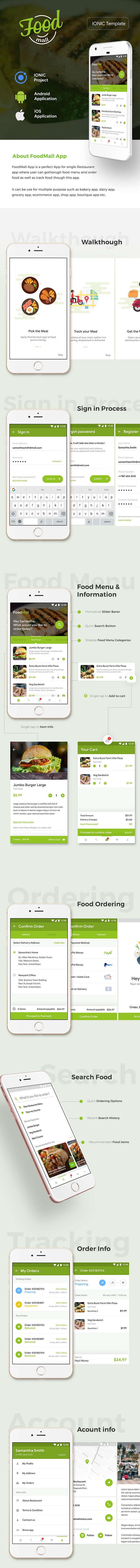 Food Ordering & Delivery Restaurant Android + iOS App Template |3 Apps| HTML + CSS IONIC 3| Foodmall - 2