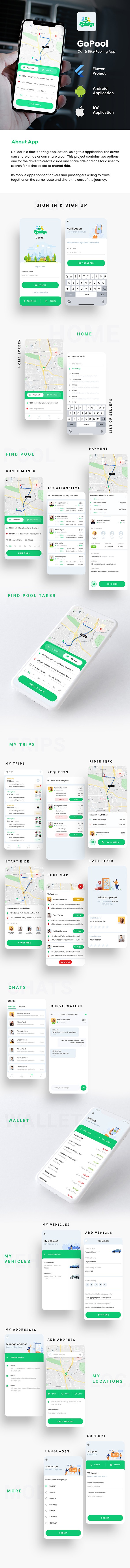 Car Pooling Bike Pooling Android App template + iOS App Template| Flutter | Gopool - 1