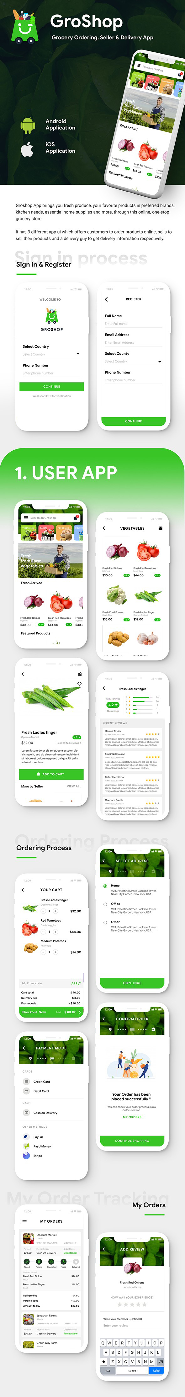 Grocery Delivery App | Grocery Ordering Android + iOS App Template | 3 Apps | IONIC 5 | Groshop - 2