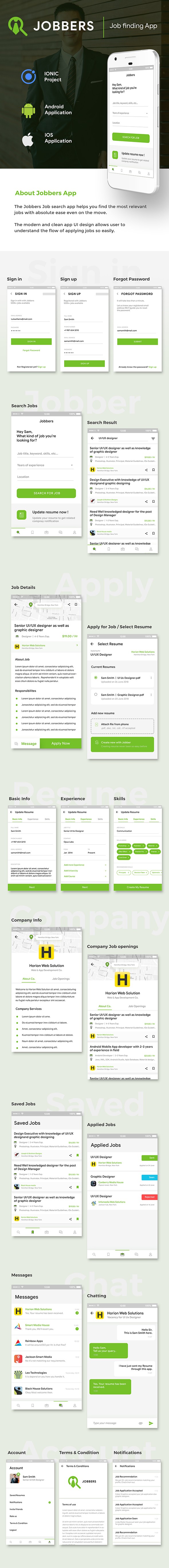 Job classifieds Android App + Job finding iOS App Template | Jobber (HTML+CSS) IONIC 3 - 2