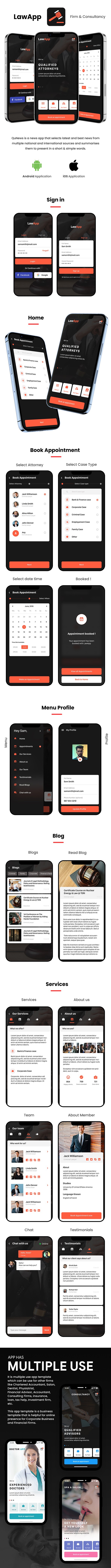 Multiple use |  Law Android App + Law iOS App Template | HTML + Css IONIC 3 | LawApp - 2