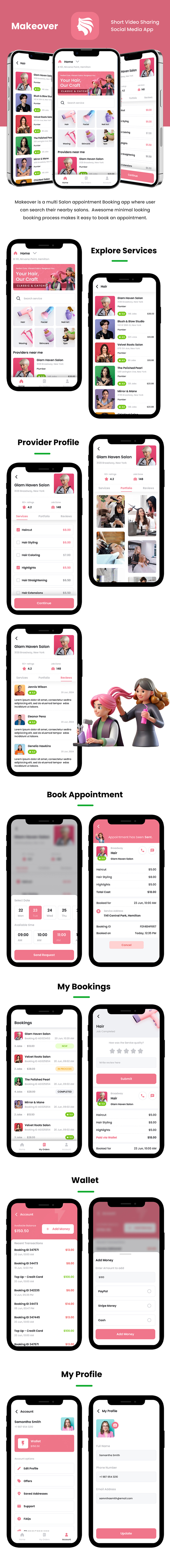 4 App Template | Salon Service Appointment Booking App | Appointment Management | Flutter | Makeover - 6
