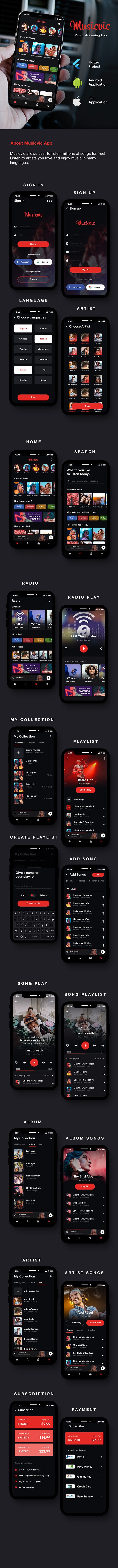 NEW Online Music Streaming Android App Template + iOS App Template | Music Player App | Musicvic - 2