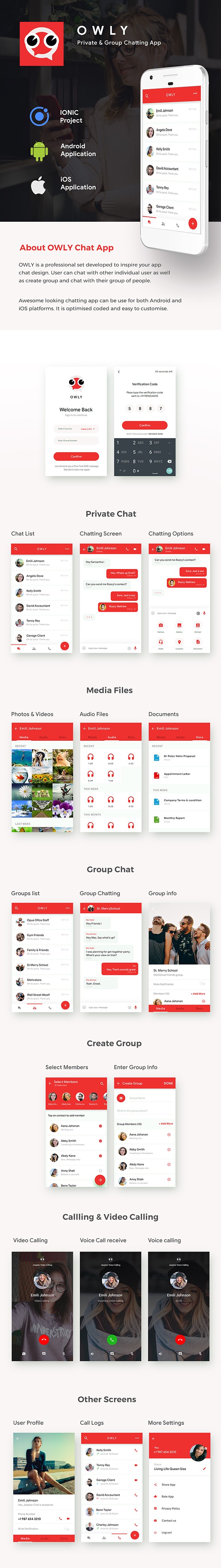 Chatting Android App Template + Chatting iOS App Template| Chatting App Template| IONIC 3 | OWLY - 2