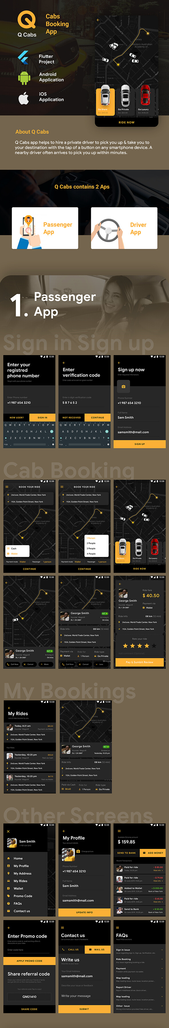 Cab Booking Android + iOS App Template | 2 Apps Rider + Driver | Taxi App Qcabs | Flutter - 2