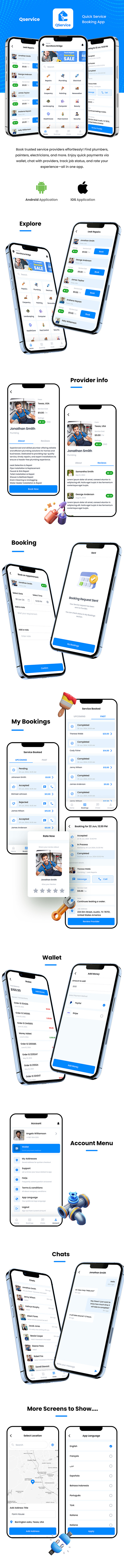 4 App Template| Service Booking|Home Service Provider| Professional Service Booking| Ionic8 Qservice